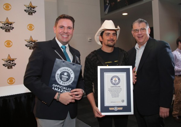 Brad Paisley Sets Guinness Book Of World Records Title For Most Consecutive Wins As ACM Male Vocalist Of The Year