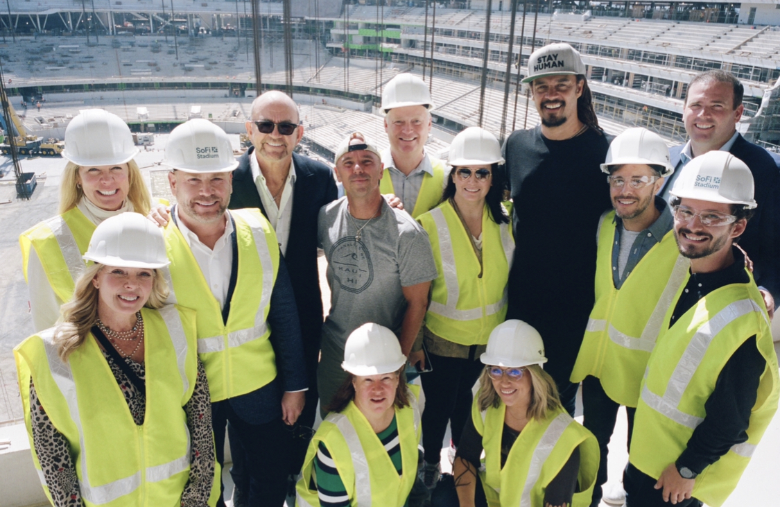 Kenny Chesney, Michael Franti and team at SoFi Stadium in 2019 post-press conference Credit Allister Ann-1579879274